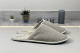Linnen slippers for men with wool